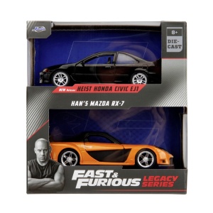 JADA FAST & FURIOUS LEGACY SERIES SET 2 MASINUTE METALICE HONDA CIVIC SI MAZDA RX-7 SCARA 1:32 - Img 1