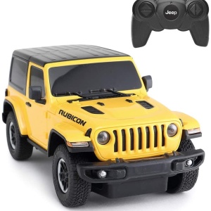 MASINA CU TELECOMANDA JEEP WRANGLER RUBICON GALBEN CU SCARA 1 LA 24