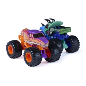 MONSTER JAM SET 2 MASINUTE METALICE JURASSIC ATTACK SI VELOCIRAPTOR SCARA 1 LA 64 - Img 3