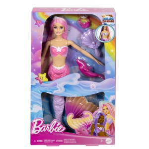 Papusa Barbie Dreamtopia Color Change, Sirena cu Par Roz - Img 2