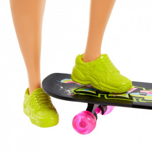 Papusa Barbie Extra Style Par Albastru Carliontat, cu SkateBoard si 2 Pisicute - Img 4