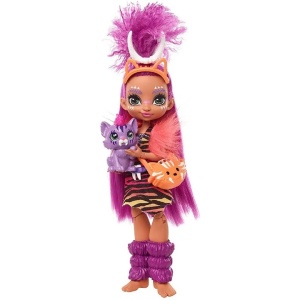 Detalii păpușă Cave Club Roaralai și animăluț Ferrell, design colorat Mattel