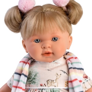 Păpușă Llorens Alexandra cu rochiță colorată și sunete – 42 cm