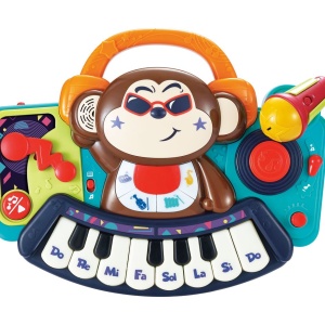PIANINA BEBE MAIMUTICA DJ CU LUMINI SUNETE SI MICROFON - Img 2