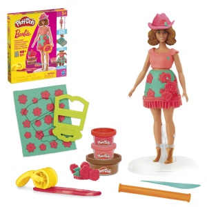 PLAY DOH BARBIE SET PLASTELINA CREATII VESTIMENTARE CU FLORI SI FRANJURI COWBOY - Img 2