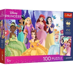 PUZZLE TREFL 100 TREFL PREMIUM PLUS KIDS DISNEY PRINCESS RELAXARE CU PRINTESELE CU POSTER