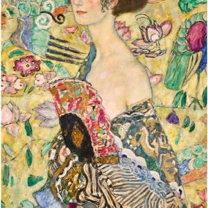 PUZZLE TREFL 1000 ART COLLECTION GUSTAV KLIMT DOAMNA CU EVANTAIUL - Img 2