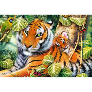 Puzzle Trefl, Tigri bengalezi in Padurea tropicala, 1500 piese - Img 2
