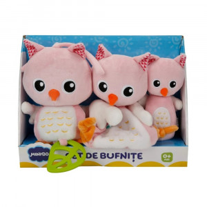 Set 3 bufnite prietenoase, de plus, Minibo, Roz
