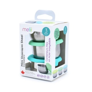 SET 3 RECIPIENTE MINI INOX CU CAPAC SILICON, MELII, BLEU MINT LIME - Img 3