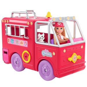 Set de joaca Barbie, papusa Chelsea cu masina de pompieri transformabila in casuta si accesorii - Img 6