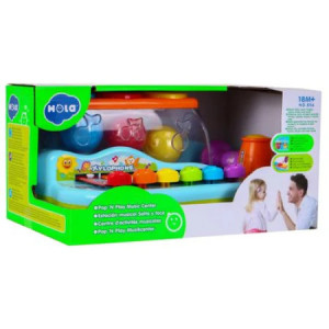 Xilofon cu ciocan si bile, Malplay, Multicolor, 26 cm - Img 4