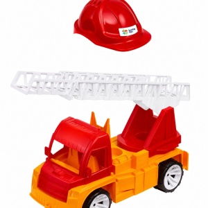AUTOSPECIALA POMPIERI CU SCARA SI CASCA ROSU PORTOCALIU 54CM - Img 2