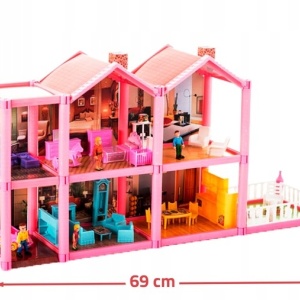 Casuta de papusi MalPlay de construit, cu mobilier si figurine, 136 piese - Img 3