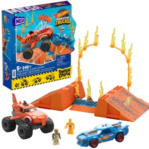 HOT WHEELS MONSTER TRUCK MEGA SET CONSTRUCTIE CURSA TIGER SHARK CHOMP - Img 8