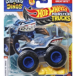 HOT WHEELS MONSTER TRUCK SHARKS VS DINOS MASINUTA GREAT BITE ECHIPA SHARK SCARA 1 LA 64