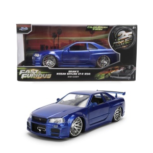 JADA FAST AND FURIOUS MASINUTA METALICA BRIANS NISSAN SKYLINE GT R R34 SCARA 1 LA 24 - Img 5