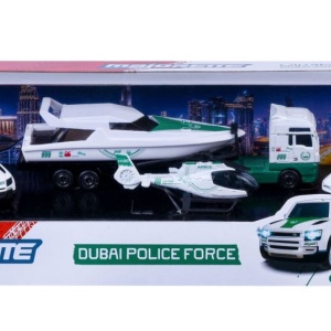 MAJORETTE SET 4 MASINUTE DE POLITIE DUBAI METALICE MERCEDES AMG 7.5CM