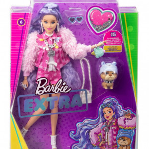 Papusa Barbie Extra Style Par Mov, cu Gentuta in Forma de Inghetata si Catel - Img 2