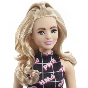 PAPUSA BARBIE FASHIONISTA BLONDA CU BORSETA ROZ - Img 5
