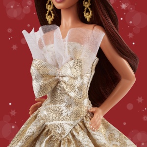 Papusa Barbie Signature bruneta de sarbători, multicolor, 33x26.5x7.5cm - Img 10