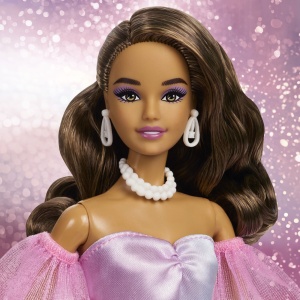 Papusa Barbie Signature Urari De Ziua De Nastere, rochie festiva multicolor, 33x21.5x7.5cm - Img 5