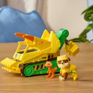 PATRULA CATELUSILOR FILMUL CU DINOZAURI SET DINO VEHICUL BULDOZER CU FIGURINA RUBBLE SI ACCESORII 15CM - Img 10