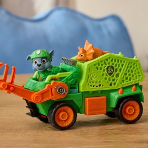 PATRULA CATELUSILOR FILMUL CU DINOZAURI SET DINO VEHICUL CAMION DE RECICLARE CU FIGURINA ROCKY SI ACCESORII 15CM - Img 8