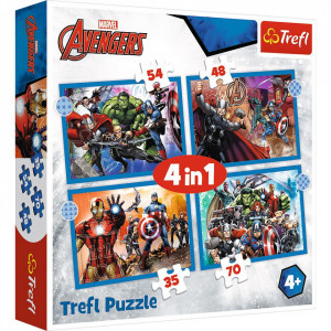 Puzzle Trefl 4 in 1 - Avengers, Razbunatorii Curajosi, 35/48/54/70 piese - Img 1
