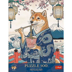 PUZZLE TREFL 500 PREMIUM PLUS PETS AS ART MEDITATIA CU PASTE A LUI SHIBA - Img 3