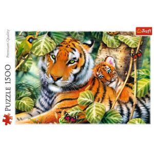 Puzzle Trefl, Tigri bengalezi in Padurea tropicala, 1500 piese - Img 3