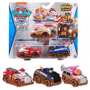 Set 3 Figurine cu Vehicul Paw Patrol True Metal 1:55 - Chase, Marshall si Skye - Img 1