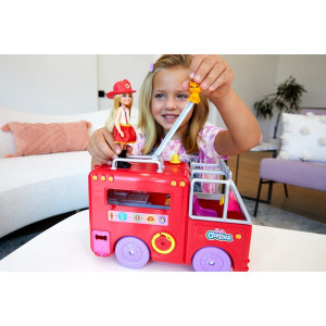 Set de joaca Barbie, papusa Chelsea cu masina de pompieri transformabila in casuta si accesorii - Img 7