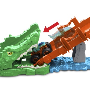 Set de joaca Hot Wheels Monster Truck Provocarea Crocodilului, Mega Wrex - Img 7