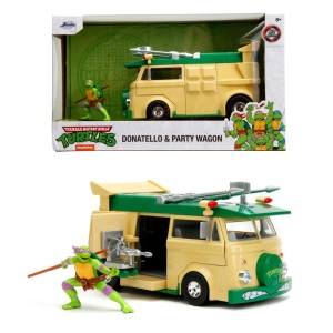 Set Figurine Simba JADA Testoasele Ninja cu Donatello și Vagonul de Petrecere, 20x31x18cm
