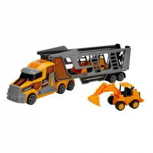 Set transportator cu utilaje de constructii Maxx Wheels, Galben, 45 cm - Img 6