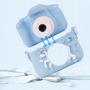 Aparat foto digital pentru copii Unicorn, Bleu - Img 3