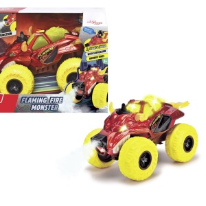 DICKIE MASINA DE TEREN FLAMING FIRE MONSTER CU LUMINI SUNETE SUSPENSII SI FUNCTIE ABUR 25CM