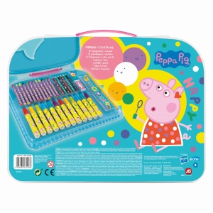Gentută pentru desen Art Case Peppa, set complet 12 creioane colorate și 12 markere, multicolor, 33x25x1.8cm