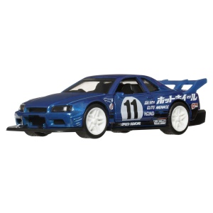 HOT WHEELS MASINUTA METALICA CU SISTEM PULL BACK NISSAN SKYLINE GT R R34 1999 NIGHT BURNERZ SCARA 1 LA 43 - Img 4