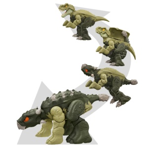JURASSIC WORLD FIERCE CHANGERS DOUBLE DANGER DINOZAUR TRANSFORMABIL TYRANNOSAURUS REX SI ANKYLOSAURUS VERDE - Img 4