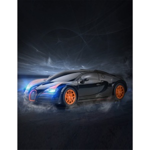 MASINA CU TELECOMANDA BUGATTI GRAND SPORT VITESSE NEGRU CU SCARA 1 LA 18 - Img 7