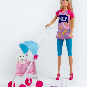 Papusa Anlily cu Carucior pentru Catel,30 cm - Img 5