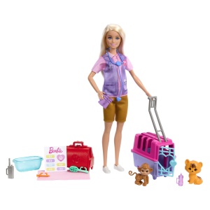 Papusa Barbie Animal Rescue cu Pui de Maimuta si Pui de Tigru - Img 4