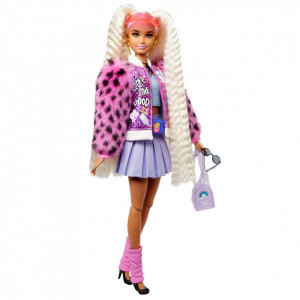 Papusa Barbie Extra Style Blonda cu Codite si Ursulet - Img 5
