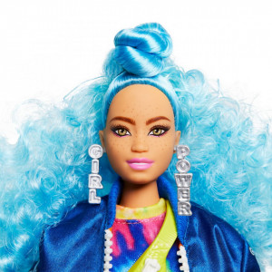 Papusa Barbie Extra Style Par Albastru Carliontat, cu SkateBoard si 2 Pisicute - Img 6