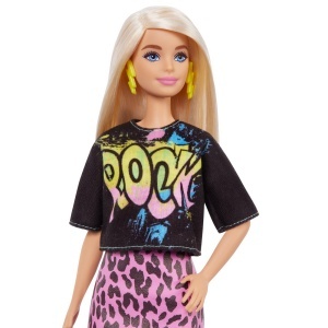PAPUSA BARBIE FASHIONISTA BLONDA CU TINUTA DE VARA ROCK - Img 4