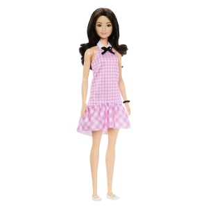 Papusa Barbie Fashionistas Bruneta cu Rochita Roz - Img 4