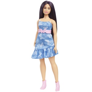 Papusa Barbie Fashionistas cu Par Brunet si Rochita cu Fluturasi - Img 2