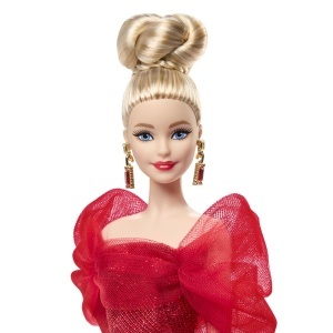 Papusa Barbie Signature Aniversare 80 de Ani Cu Rochie Rosie De Bal - Img 9